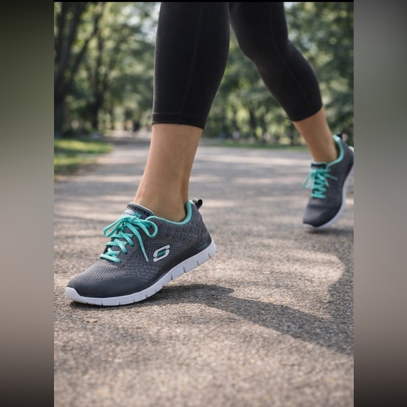 Skechers Shoes - Skechers BREAK FREE  Casual Trail Running Gray Blue Shoes Sneakers size 6,5.